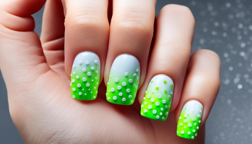 3-D Neon Green Dot Nails