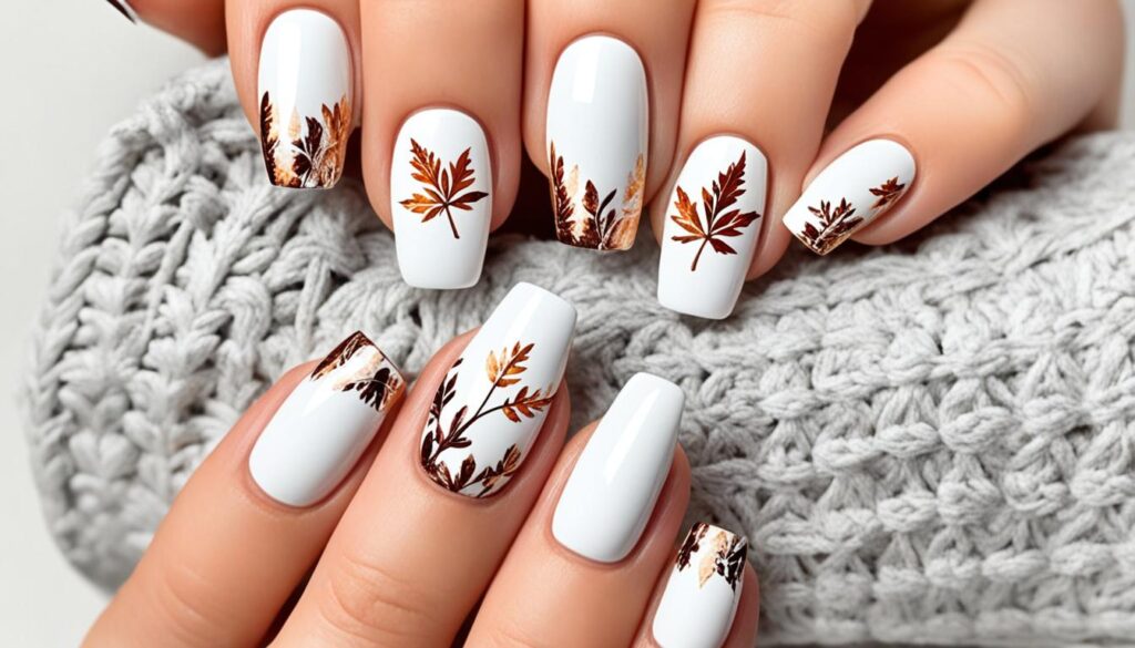 autumn and fall graduation nails white designs