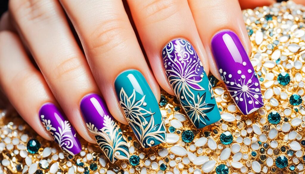 colorful nail art