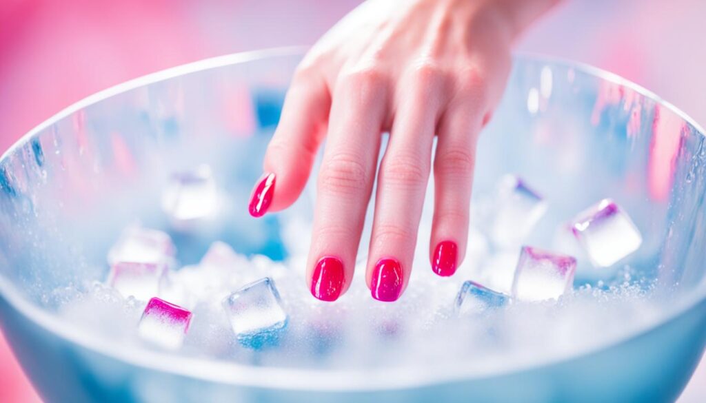 ice water bath to dry nail polish