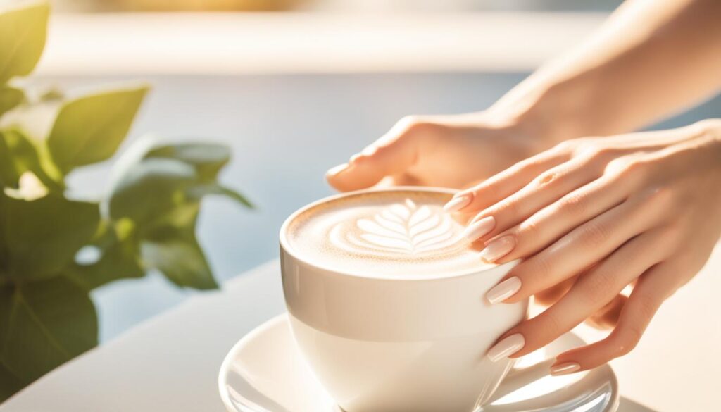 latte beige nails