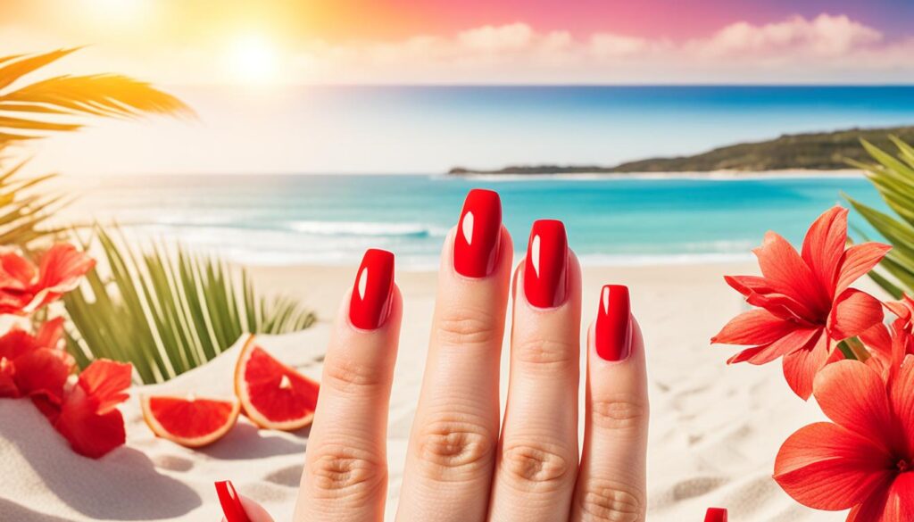 red nails summer design