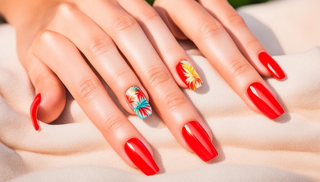 red nails summer design